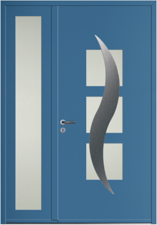 porte design Mistral en aluminium avec tierce fixe pleine (ligne Horizon)