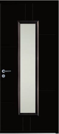 porte design Ponant monobloc en aluminium par INITIAL (ligne Horizon), avec une longue vitre recangulaire au centre de la porte